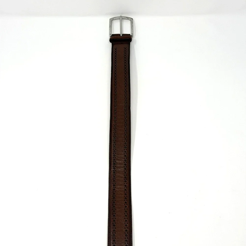 Allen Edmonds Manistee Leather Dress Belt Brogue‎ Brown USA Mens Size 42